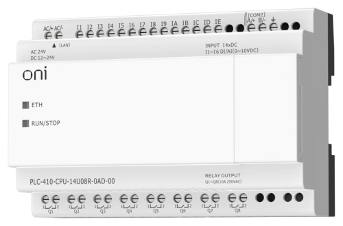 Модуль ЦПУ ПЛК 410 8 DI 6 UI (0-10В/DI) 8 RO 12В-24В DC или 24В AC с Ethernet портом без экрана ONI PLC-410-CPU-14U08R-0AD-00 фото 3 Модуль ЦПУ ПЛК 410 8 DI 6 UI (0-10В/DI) 8 RO 12В-24В DC или 24В AC с Ethernet портом без экрана ONI PLC-410-CPU-14U08R-0AD-00 фото 3
