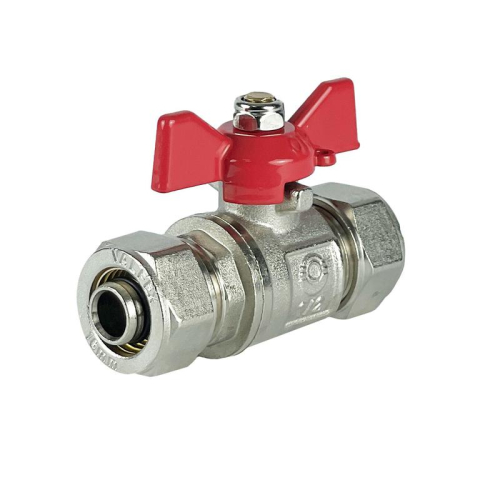 Кран шаровой обжимной ручка-бабочка 16х16 с никелир. покрытием (100/10) К VALFEX VF.343.NB.16016 Кран шаровой обжимной ручка-бабочка 16х16 с никелир. покрытием (100/10) К VALFEX VF.343.NB.16016