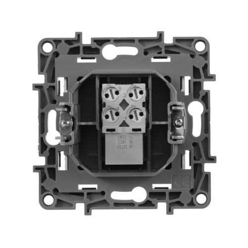 Розетка телефонная 1-м СП Etika RJ11 механизм алюм. Leg 672440 фото 2