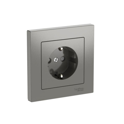 Розетка AtlasDesign 16А с заземл. защ. шторки быстрозажим. клем. в сборе сталь SE ATN000944S Розетка AtlasDesign 16А с заземл. защ. шторки быстрозажим. клем. в сборе сталь SE ATN000944S