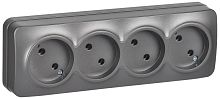 Розетка 4-м ОП GLORY РС24-2-ХСм 10А без заземл. без защ. шторок сталь матов. IEK ERH40-K46M-10
