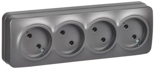 Розетка 4-м ОП GLORY РС24-2-ХСм 10А без заземл. без защ. шторок сталь матов. IEK ERH40-K46M-10 Розетка 4-м ОП GLORY РС24-2-ХСм 10А без заземл. без защ. шторок сталь матов. IEK ERH40-K46M-10