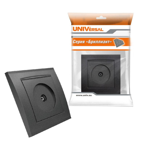 Розетка телевизионная TV 1-м СП Бриллиант в сборе графит Universal 7947571-Gr фото 3