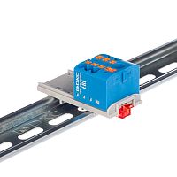 Блок распределительный с вертикал. адаптером на рейки шир. 15/35мм зажим push-in 1 ввод 6кв.мм 6 точек подключения 2.5кв.мм син. DKC DTP1-106-104SPUB-V