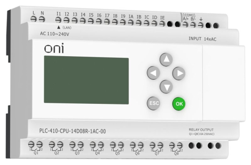 Модуль ЦПУ ПЛК 410 14 DI 8 RO 220В AC с Ethernet портом с экраном ONI PLC-410-CPU-14D08R-1AC-00 фото 4 Модуль ЦПУ ПЛК 410 14 DI 8 RO 220В AC с Ethernet портом с экраном ONI PLC-410-CPU-14D08R-1AC-00 фото 4