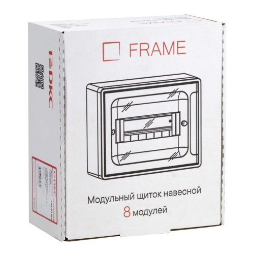 Щиток настенный Фрейм (FRAME) 8 мод. с тонированной дверцей с 2 шинами PEN на 6 и 8 отверст. бел. DKC F08W1WD фото 5