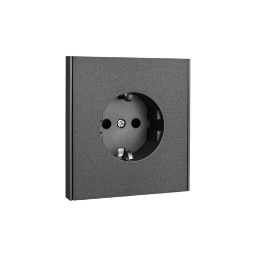 Розетка 1-м СП STRONG MIELE 16А с заземл. защ. шторки графит Kranz KR-78-0701-6 фото 5