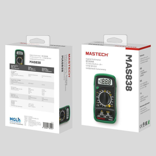 Мультиметр портативный MAS838 в кожухе с прозвонкой и измерением температуры Mastech 13-2008 фото 4
