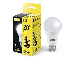 Лампа светодиодная A60 20Вт грушевидная 230В 6500К E27 IEK LLE-A60-20-230-65-E27