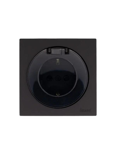 Розетка 1-м СП OSEN с заземл. с крышкой ПБТ механизм черн. бархат LEZARD 743-4288-123B фото 3