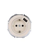 Розетка 1-м СП OSEN с заземл. + USB разъем механизм сл. кость LEZARD 743-9088-181