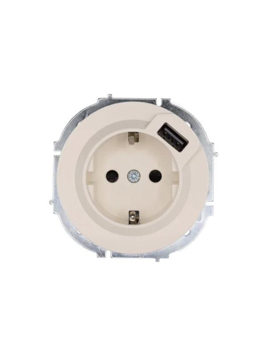 Розетка 1-м СП OSEN с заземл. + USB разъем механизм сл. кость LEZARD 743-9088-181
