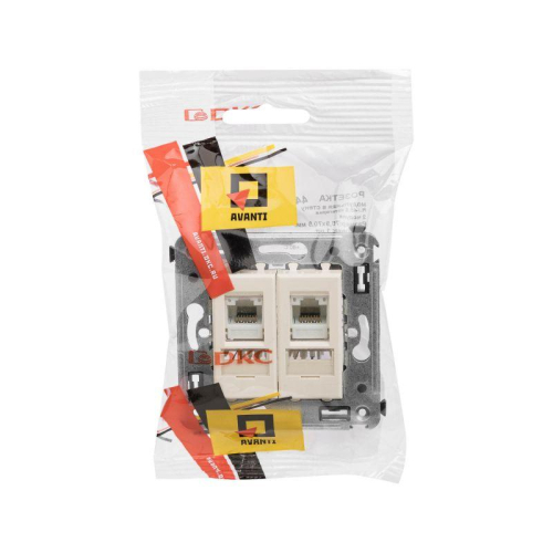 Розетка компьютерная 2-м СП Avanti "Ванильная дымка" RJ45 кат.6 DKC 4405294 фото 3
