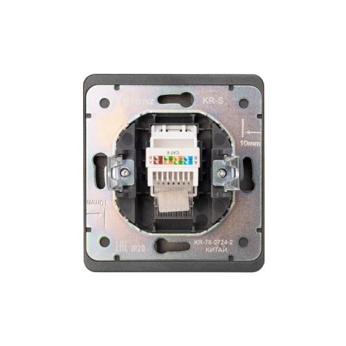 Розетка компьютерная СП ROUND MIELE RJ45 кат.6 титан Kranz KR-78-0724-2 фото 3