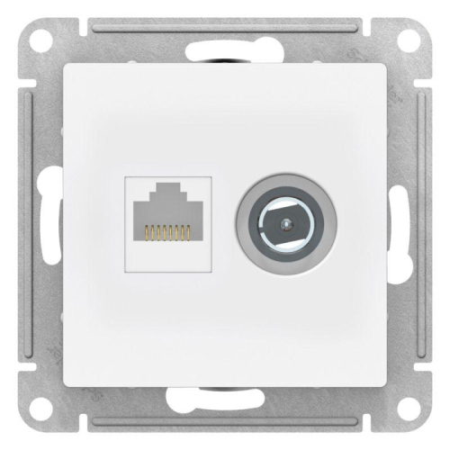 Розетка компьютерная + телевизионная 2-м СП AtlasDesign RJ45 кат.5E + TV механизм лотос SE ATN001389 фото 2
