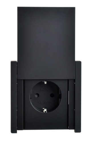 Розетка СП FORTE&PIANO 16А IP44 FP121 с заземл. защ. шторки с крышкой винт. крепл. черн. IEK FP-R16-16-44-K02 фото 2