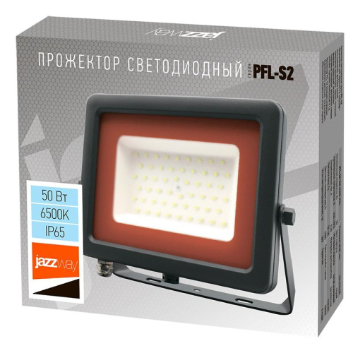 Прожектор светодиодный PFL-S2 50Вт 6500К IP65 220–240В ДО с клапаном закален. матов. стекло сер. Pro JazzWay 2853301D фото 3