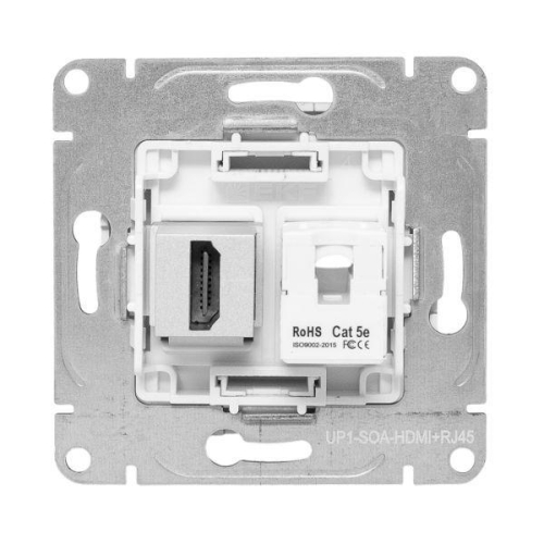 Розетка СП Эпика HDMI + RJ45 кат.5 механизм алюм. EKF UP1-SOA-HDMI+RJ45 фото 7