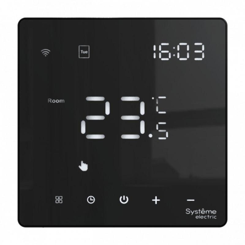 Термостат программируемый ArtGallery 16А с Wi-Fi для электрич. теплого пола моноблочный черн. SE GAL001038 фото 6 Термостат программируемый ArtGallery 16А с Wi-Fi для электрич. теплого пола моноблочный черн. SE GAL001038 фото 6