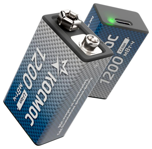 Аккумулятор крона Li-ion 9В 1200мВт.ч (блист.1шт) КОСМОС KOCLi9V1200mAh1BL Аккумулятор крона Li-ion 9В 1200мВт.ч (блист.1шт) КОСМОС KOCLi9V1200mAh1BL