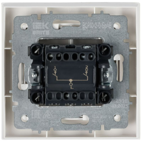Выключатель 2-кл. СП BRITE ВСР10-2-0-БрАБ 10А в сборе арктич. бел. IEK BR-V20-0-10-K91-F фото 3 Выключатель 2-кл. СП BRITE ВСР10-2-0-БрАБ 10А в сборе арктич. бел. IEK BR-V20-0-10-K91-F фото 3
