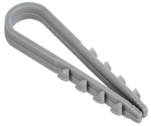 Дюбель-хомут 5х10мм для круглого кабеля нейлон сер. (уп.100шт) GENERICA UDH13-05-10-100-K03-G