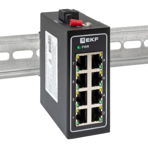 Коммутатор неуправляемый промышленный U-8T 8 портов 10/100Base-T(X) RJ45 монтаж на DIN-рейку TSX EKF TSX-U-8T фото 3