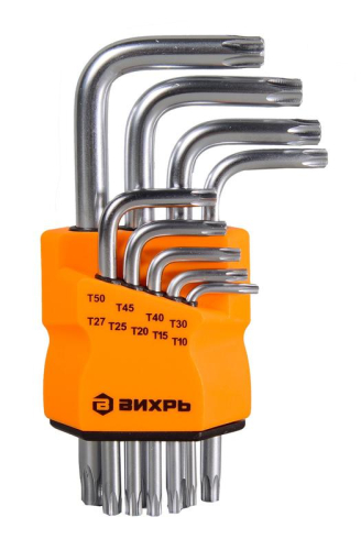 Набор ключей имбусовых Torx 9шт T10-T50 Вихрь 73/6/5/12