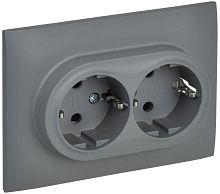 Розетка 2-м SKANDY 16А с заземл. защ. шторки в сборе SK-R07Gr сер. IEK SK-R24-16-K03-F