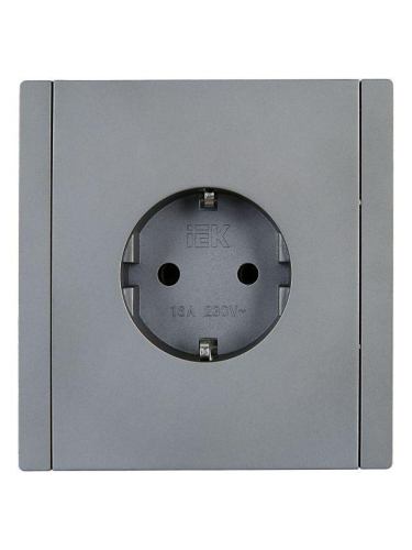 Розетка СП FORTE&PIANO FP513 16А с заземл. защ. шторки безвинт. крепл. сталь IEK FP-R14-16-1-K46 фото 2