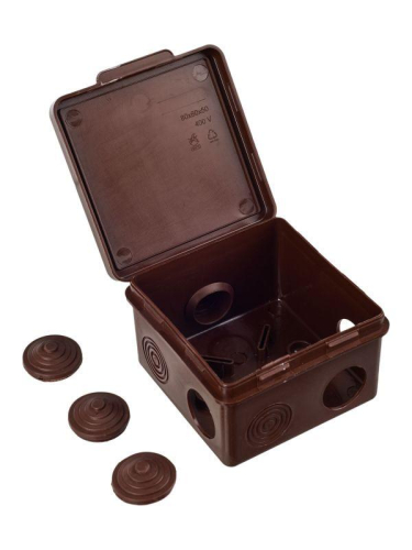 Коробка распаячная ОП КМ 80х80х50 IP54 откид. крышка 7 вводов дуб IEK UKO31-080-080-050-K24-54 фото 5