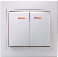 Выключатель 2-кл. СП Кварта 10А IP20 ВС10-2-1-КБ с индикацией бел. GENERICA EVK21-K01-10-DM
