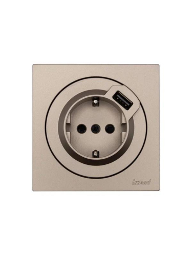 Розетка 1-м СП OSEN с заземл. + USB разъем механизм титан LEZARD 743-3788-181 фото 4 Розетка 1-м СП OSEN с заземл. + USB разъем механизм титан LEZARD 743-3788-181 фото 4