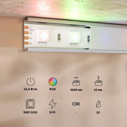 Лента светодиодная 24В 5050 14.4Вт/м RGB IP20 (уп.5м) Maytoni 201197 фото 3