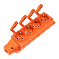 Колодка удлинителя 4-м с заземл. 16А IP54 влагозащ. с защ. крышкой COMPACT каучук оранж. Rexant 111-228