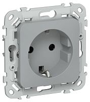 Розетка СП FLITE РС11-1-ФлС 16А с заземл. без защ. шторок безвинтовое крепление механизм сер. IEK FI-R11-16-1-K03