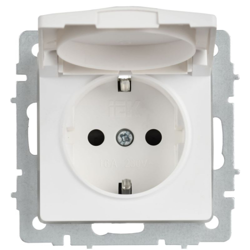 Розетка BRITE РСбш10-3-44-БрАБ 16А IP44 с заземл. защ. шторки с крышкой механизм арктич. бел. IEK BR-R16-16-44-K91 фото 3