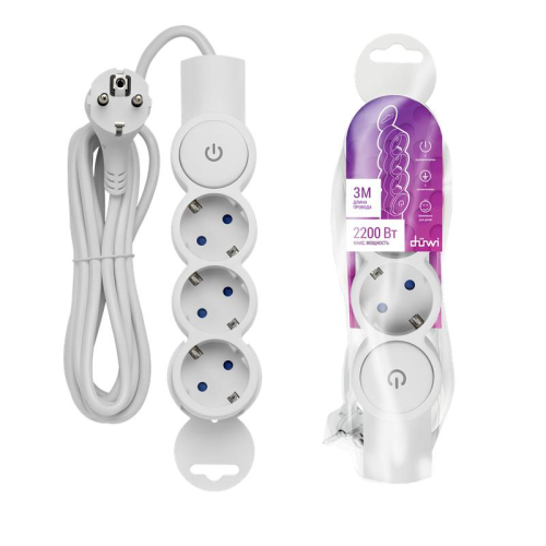 Удлинитель 3х3м с заземл. 3Gх0.75 с выкл. защ. шторки REV 32008 3 Удлинитель 3х3м с заземл. 3Gх0.75 с выкл. защ. шторки REV 32008 3