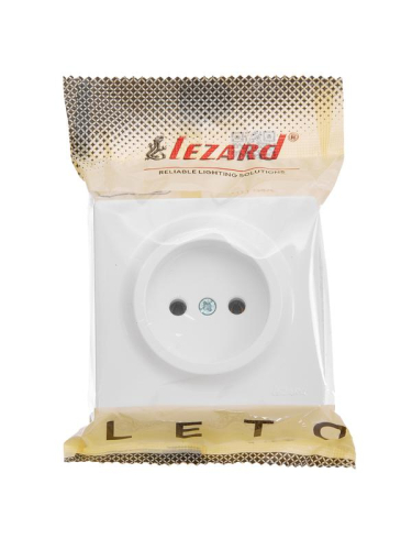 Розетка 1-м ОП LETO без заземл. ПБТ бел. LEZARD 752-0200-121B фото 2
