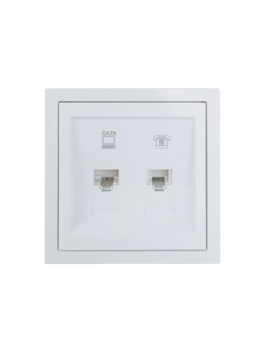 Розетка компьютер+телефон с модулем Cat 6 СП ZIMA бел. LEZARD 704-0288-144