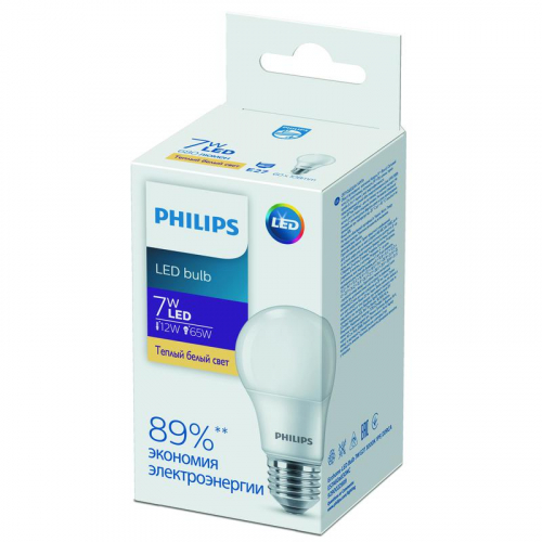 Лампа светодиодная Ecohome LED Bulb 7W E27 3000К 1PF Philips 929002298967