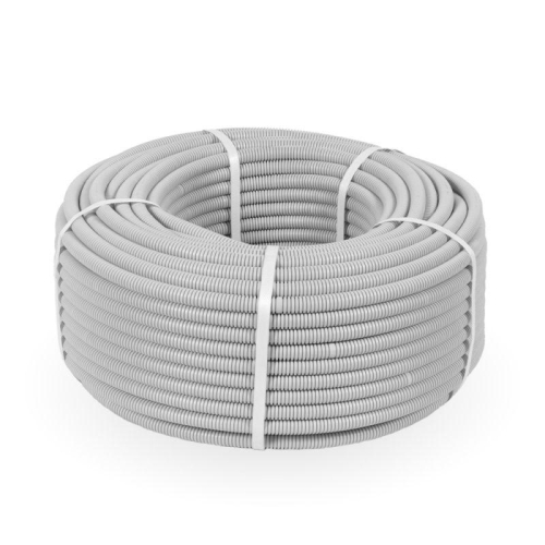 Труба гофрированная ПВХ сверхтяжелая d16мм с протяжкой 1100 Н сер. (уп.50м) Промрукав PR.0116325 фото 2 Труба гофрированная ПВХ сверхтяжелая d16мм с протяжкой 1100 Н сер. (уп.50м) Промрукав PR.0116325 фото 2