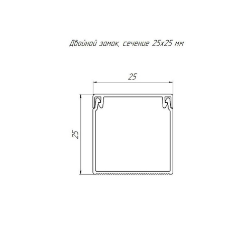Кабель-канал 25х25 L2000 с двойн. замком бел. Промрукав PR03.0051 фото 2