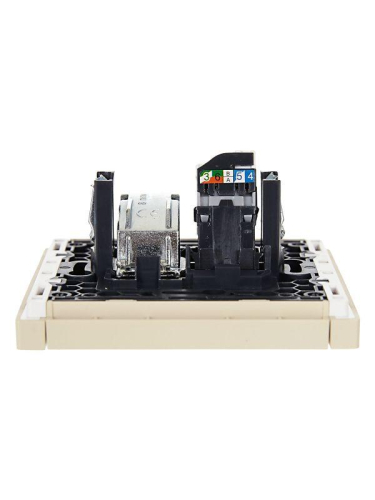 Розетка 2-м TV+RJ45 кат.5E FORTE&PIANO FP436 ваниль IEK FP-AK20-1-K10 фото 3