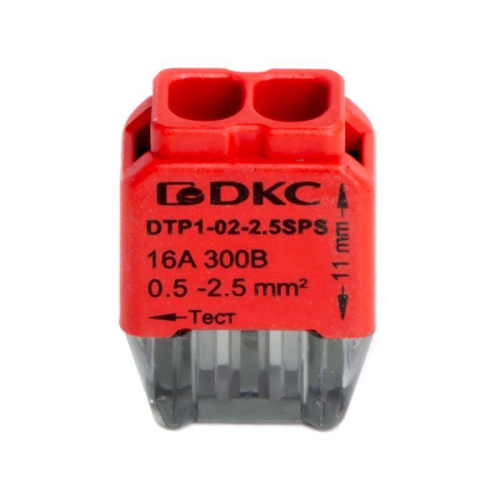 Клеммная колодка на 2 проводника до 2 5кв.мм. на токи до 16А DKC DTP1-02-2.5SPS фото 2