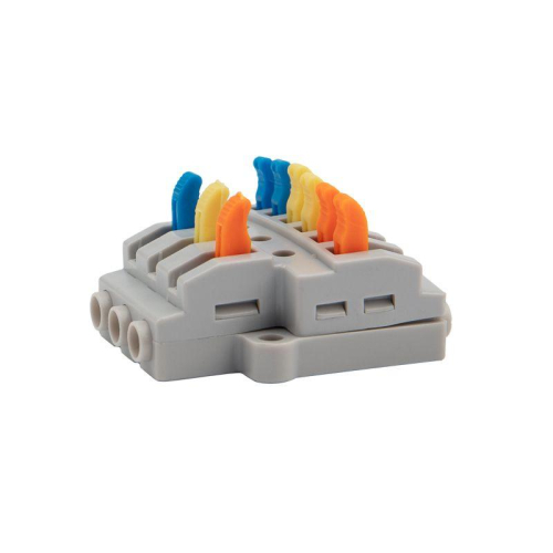 Клемма строительно-монтажная СМК проходная разветвительная 3х2 3п с монтажной площадкой 1 ввод 2 вывода на полюс (уп.5шт) Rexant 07-5233-05 фото 2