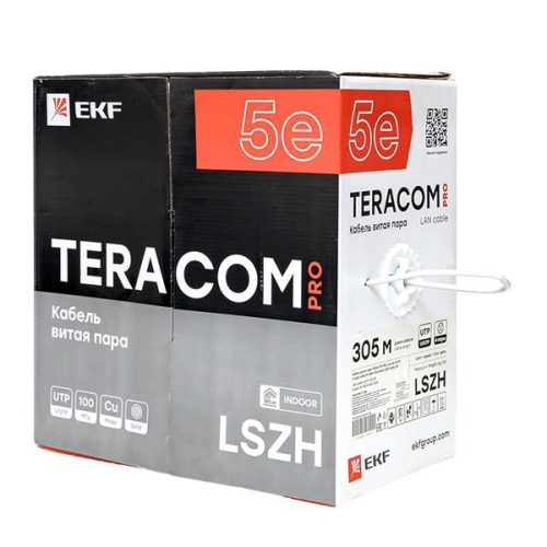 Кабель витая пара U/UTP кат.5E 4 пары 24 AWG solid LSZH нг(А)-HF сер. (м) TERACOM PRO EKF TRP-5EUTP-04LSH-GY-IN3 фото 6 Кабель витая пара U/UTP кат.5E 4 пары 24 AWG solid LSZH нг(А)-HF сер. (м) TERACOM PRO EKF TRP-5EUTP-04LSH-GY-IN3 фото 6