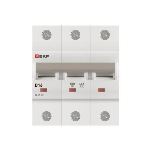 Выключатель автоматический 3п D 16А 15кА ВА 47-125 PROxima EKF mcb47125-3-16D фото 4