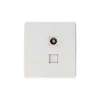 Розетка компьютерная + телевизионная СП ROUND MIELE RJ45 кат6 + TV перламутр Kranz KR-78-0722-1