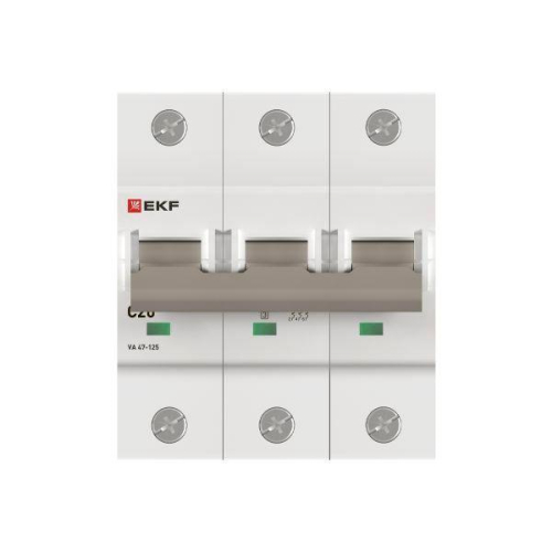 Выключатель автоматический 3п C 20А 15кА ВА 47-125 PROxima EKF mcb47125-3-20C фото 3